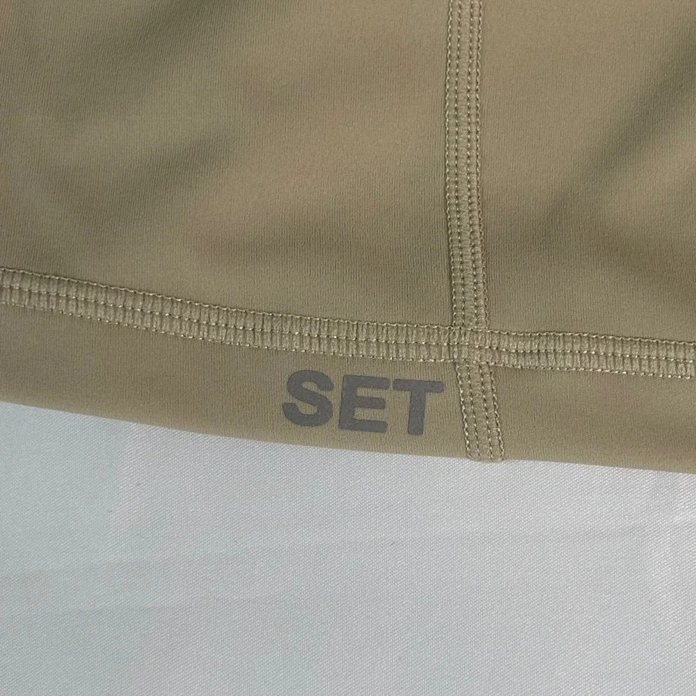Set Active Sportbody Bike Shorts Tan High Waisted Athletic XL